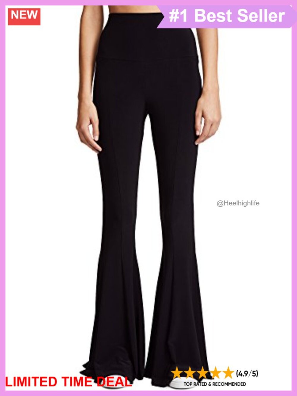 High Rise Flared Fishtail Pants Slinky Jersey Pull-On